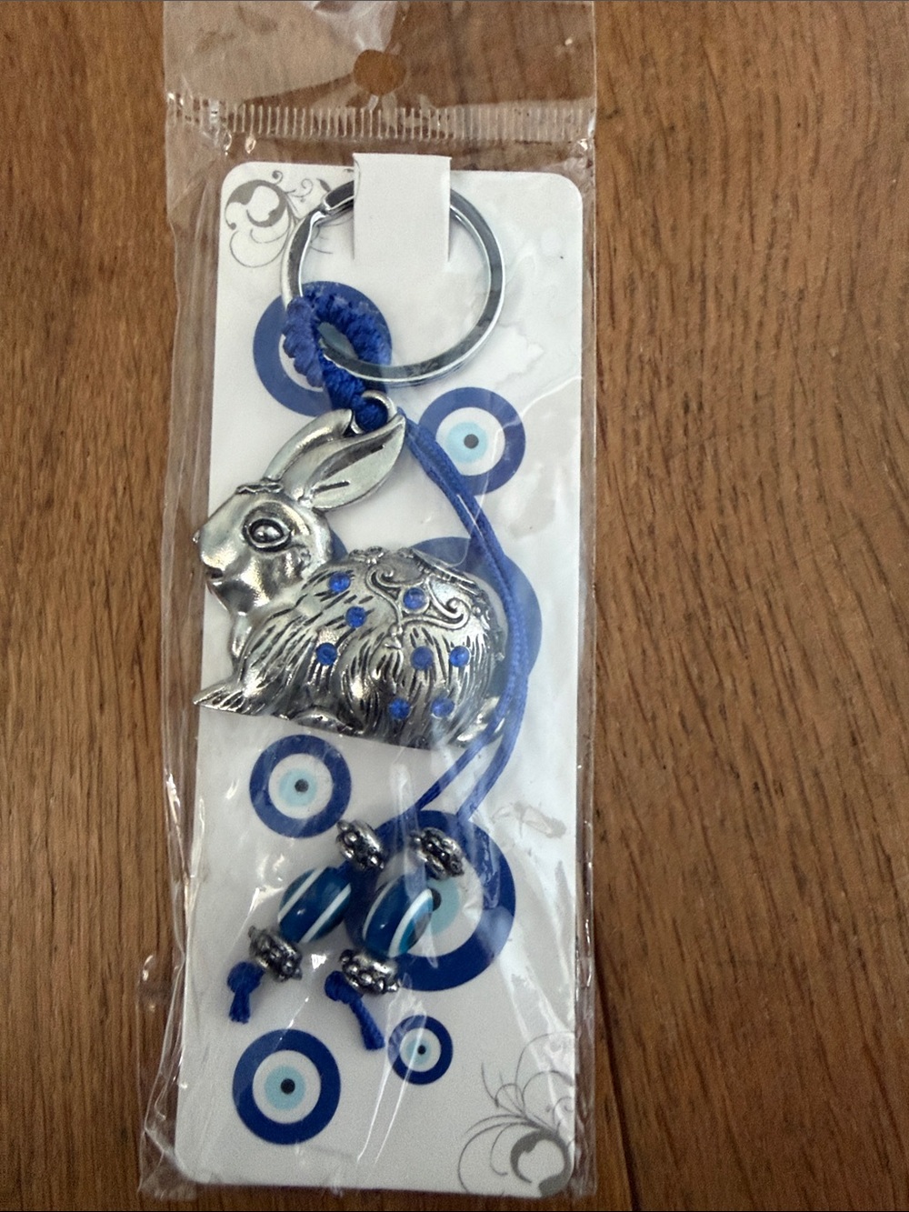 Blue Bunny Keychain with Evil Eye Beads - Kids Accessories